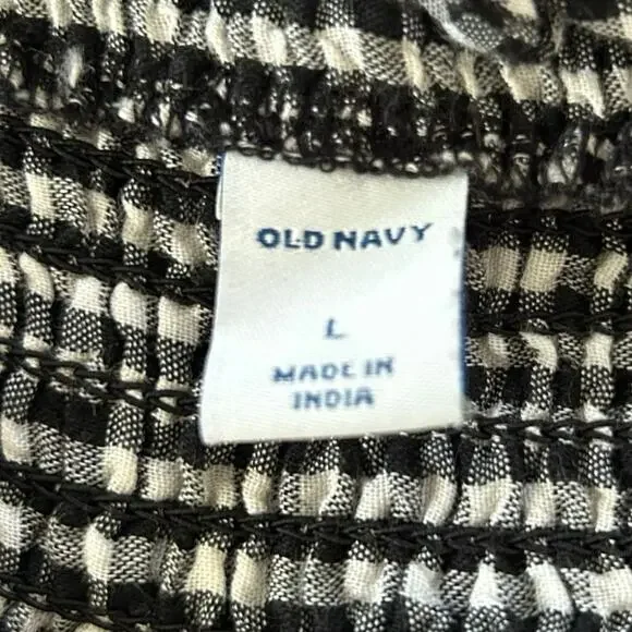 Old Navy Gingham Tank Top Preppy Boho Women Black Sleeveless Embroidery Large - Picture 4 of 7